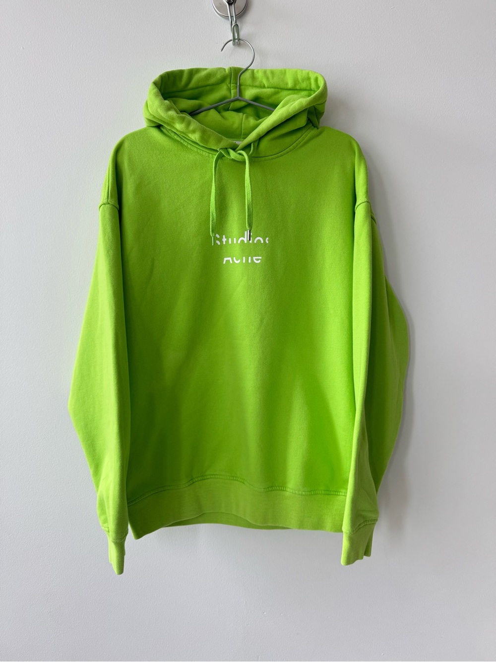 Acne Studios Neon Green Oversize Fit Hoodie - Measure Face AW14 - Unisex